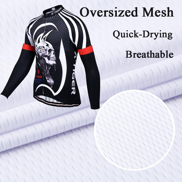 X-Tiger 100% Polyester Men's Cycling Jersey Long Sleeve Ropa Ciclismo Bicycle Clothing Quick Dry Riding Clothes