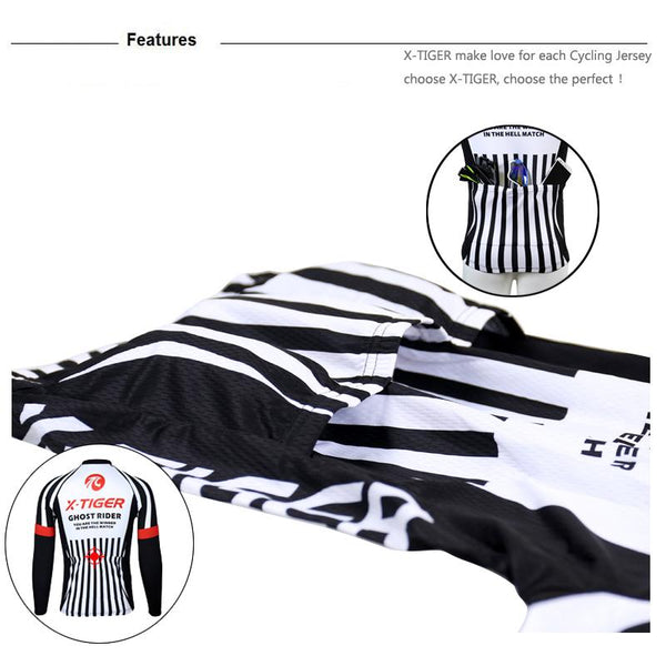 X-Tiger 100% Polyester Men's Cycling Jersey Long Sleeve Ropa Ciclismo Bicycle Clothing Quick Dry Riding Clothes