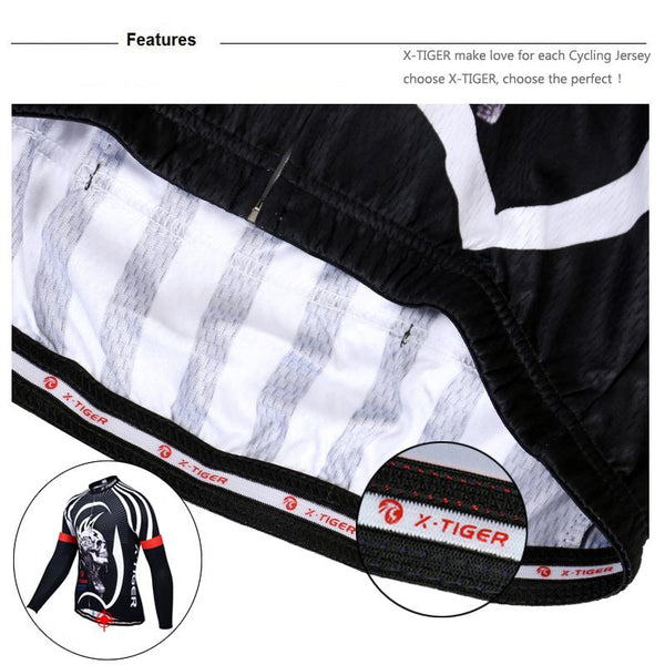 X-Tiger 100% Polyester Men's Cycling Jersey Long Sleeve Ropa Ciclismo Bicycle Clothing Quick Dry Riding Clothes