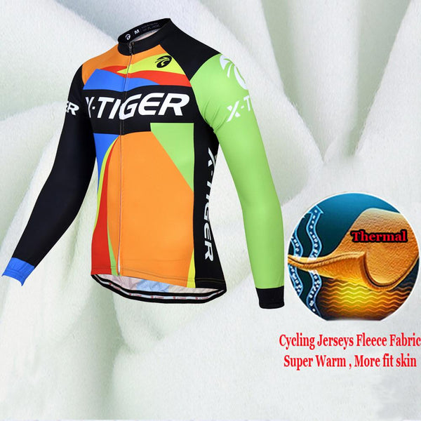 X-Tiger 2017 Long Sleeve 100% Fleece Pro Cycling Jersey Set MTB Bicycle Clothes Wear Winter Thermal Ropa Ciclismo Bike Clothing