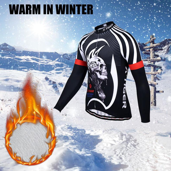 X-Tiger Winter Thermal Fleece Cycling Jersey Set Maillot Ropa Ciclismo Super Warm MTB Bike Wear Bicycle Clothing Cycling Set