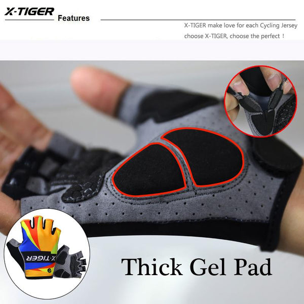 X-Tiger 3D GEL Pad Sport Gloves Half Finger MTB Bike Gloves Cycling Gloves Luvas Bicicleta Para Ciclismo Mountain Bicycle Gloves
