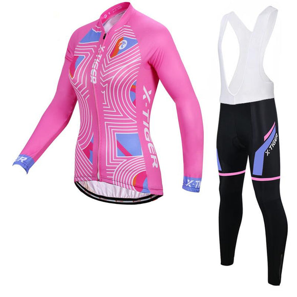 X-Tiger Elroy Spring Pro Women Cycling Jersey Set / Pink Mountian Bicycle Wear Ropa Ciclismo Cycling Clothes Cycling Clothing