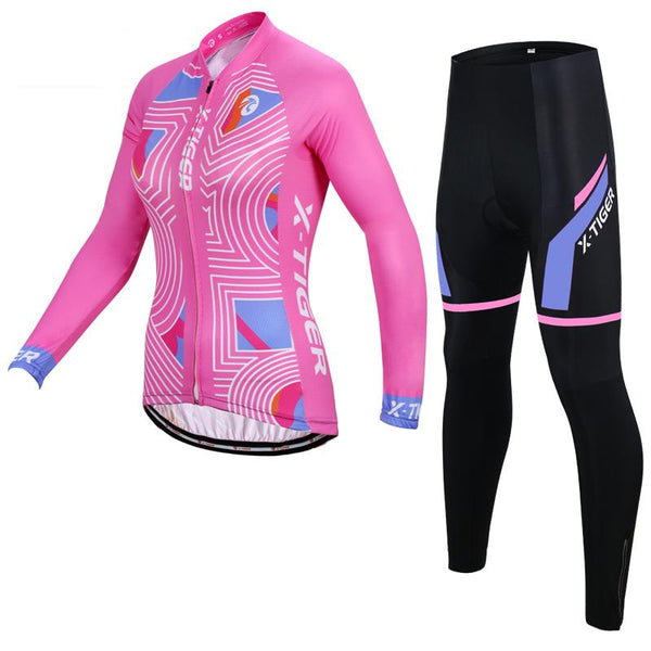 X-Tiger Elroy Spring Pro Women Cycling Jersey Set / Pink Mountian Bicycle Wear Ropa Ciclismo Cycling Clothes Cycling Clothing