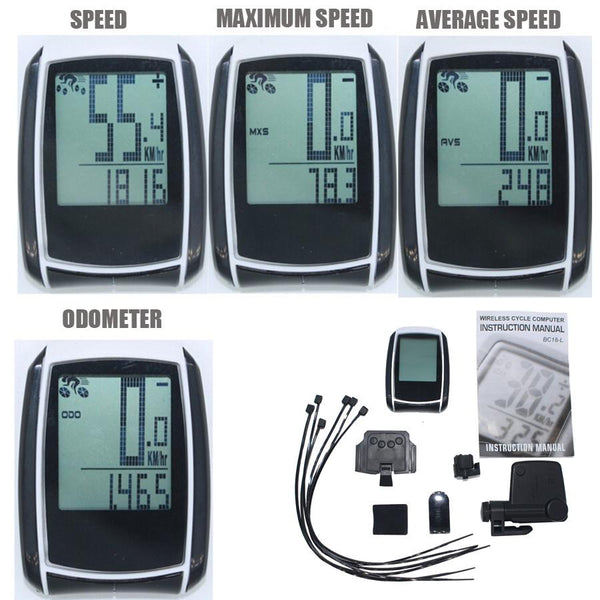 XQJ Waterproof Multifunction Cycling bike Computer Wireless Bicycle Speedometer Odometer LCD Backlight Backlit Bike Computer