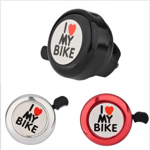 Eshylala 1Pc Bicycle Bell I Love My Bike Printed Clear Sound Cute Bike Horn Alarm Warning Bell Ring Bicycle Accessory