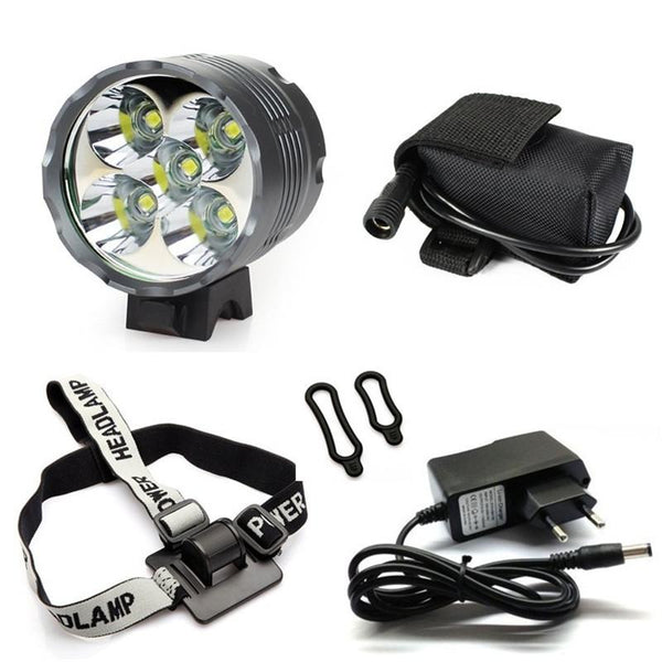 Lantern XM-L 5x T6 Bicycle Light Headlight 7000 Lumen LED Bike Light Lamp Headlamp + 8.4V Charger + 9600mAh Battery Pack