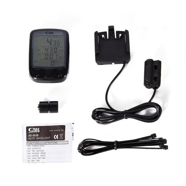 Sunding SD 563B Waterproof LCD Display Cycling Bike Bicycle Computer Odometer Speedometer with Green Backlight Hot sale