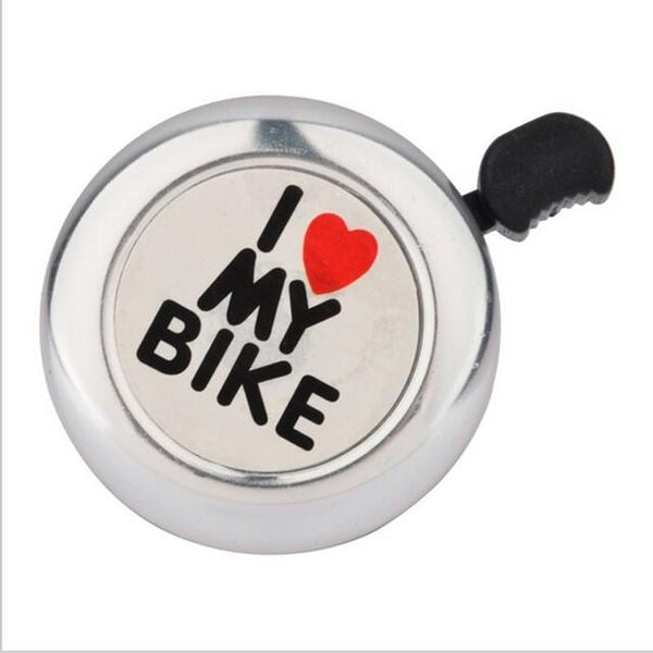 Eshylala 1Pc Bicycle Bell I Love My Bike Printed Clear Sound Cute Bike Horn Alarm Warning Bell Ring Bicycle Accessory
