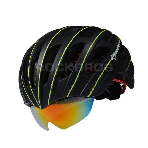 ROCKBROS Bicycle Bike Cycling Helmet EPS+PC Material Ultralight Mountain Bike Equipment 32 Air Vents With 3 Lenses Size:56-62cm