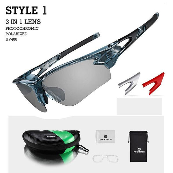 ROCKBROS Polarized Photochromic Cycling Glasses Bike Glasses Outdoor Sports MTB Bicycle Sunglasses Goggles Eyewear Myopia Frame