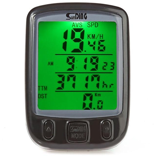 SunDing SD - 563A Multifunction Bicycle Computer Waterproof Cycling Odometer Bike Computer Speedometer with LCD Green Backlight