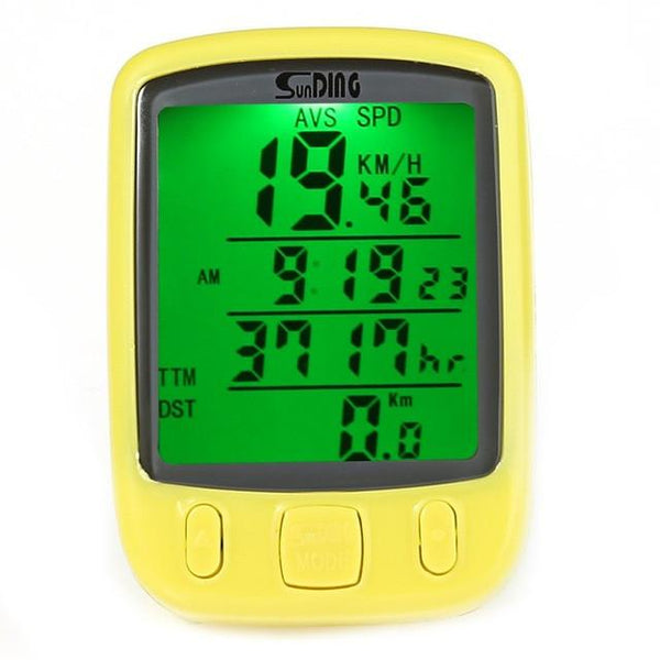 SunDing SD - 563A Multifunction Bicycle Computer Waterproof Cycling Odometer Bike Computer Speedometer with LCD Green Backlight
