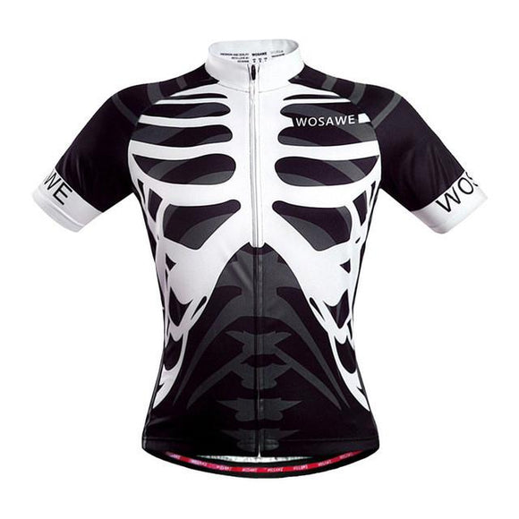 WOSAWE Men Skeleton Bone Cycling Jersey Mountain Road Bike Bicycle Sportswear Ciclismo Short Sleeve Cycle Wear Clothing