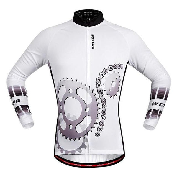 WOSAWE 100% POLYESTER Men's Cycling Jersey Long Sleeve Outdoor Sports Bicycle Cycle Clothing Quk Dry Riding Clothes