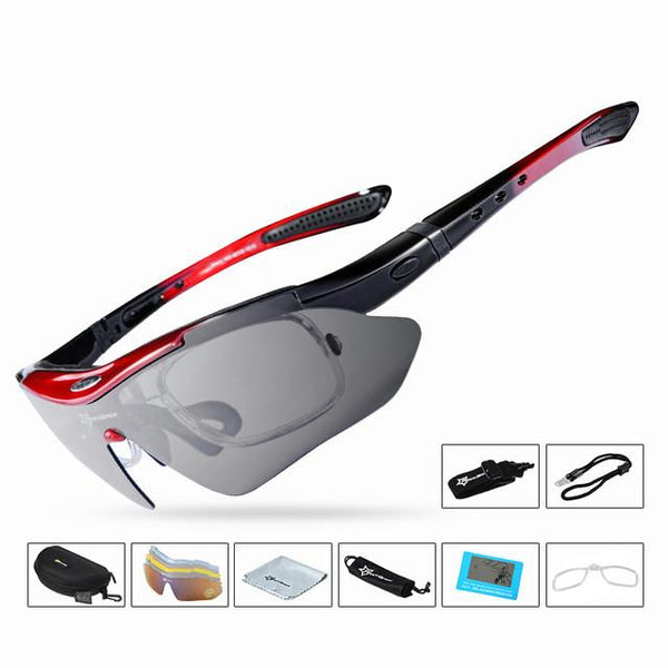 RockBros Polarized Cycling Bike Sun Glasses Outdoor Sports Bicycle Bike Sunglasses PC Goggles Eyewear 5 Lens Bicycle Accessory