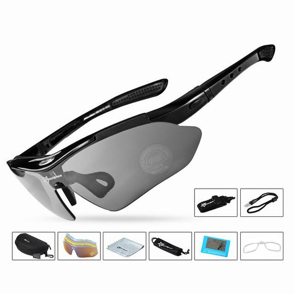 RockBros Polarized Cycling Bike Sun Glasses Outdoor Sports Bicycle Bike Sunglasses PC Goggles Eyewear 5 Lens Bicycle Accessory