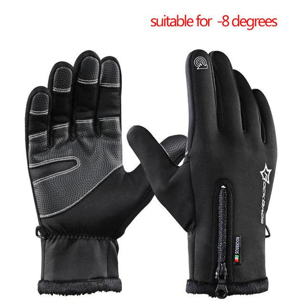 ROCKBROS Bike Gloves Winter Thermal Windproof Warm Full Finger Cycling Glove Anti-slip Bike Bicycle Gloves for Man Woman