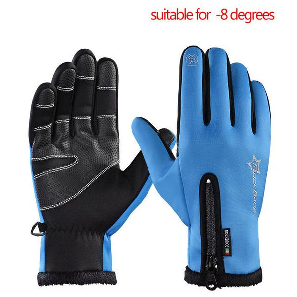 ROCKBROS Bike Gloves Winter Thermal Windproof Warm Full Finger Cycling Glove Anti-slip Bike Bicycle Gloves for Man Woman