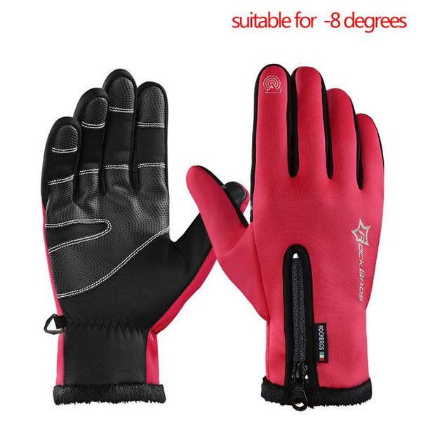 ROCKBROS Bike Gloves Winter Thermal Windproof Warm Full Finger Cycling Glove Anti-slip Bike Bicycle Gloves for Man Woman