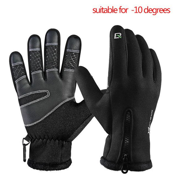 ROCKBROS Bike Gloves Winter Thermal Windproof Warm Full Finger Cycling Glove Anti-slip Bike Bicycle Gloves for Man Woman