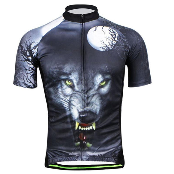 HOT! Men Cycling Jersey Wolf Pattern Cycling Clothing Bicycle Top Bicycle Jacket Bike Short Sleeve Cycling Wear Shirts