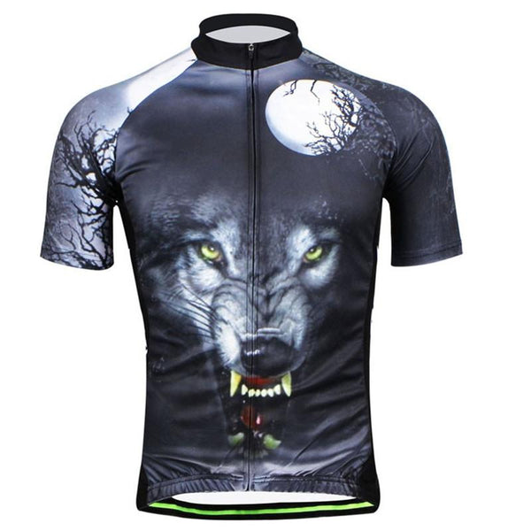 HOT! Men Cycling Jersey Wolf Pattern Cycling Clothing Bicycle Top Bicycle Jacket Bike Short Sleeve Cycling Wear Shirts