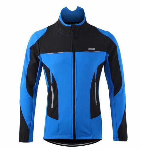 ARSUXEO Thermal Fleece Cycling Jacket Windproof Warmer Bike Jacket Sport Cycling Jersey Clothing Jacket Bicycle Sports Coat