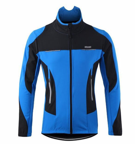 ARSUXEO Thermal Fleece Cycling Jacket Windproof Warmer Bike Jacket Sport Cycling Jersey Clothing Jacket Bicycle Sports Coat