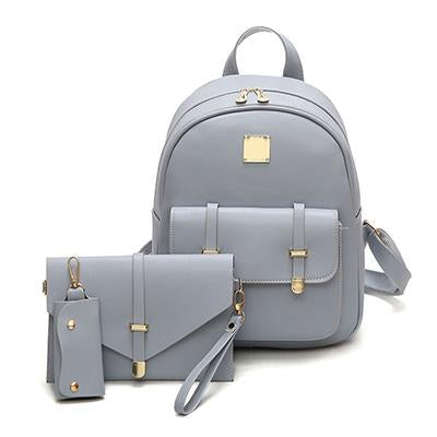 Fashion Composite Bag Pu Leather Backpack Women Cute 3 Sets Bag School Backpacks For Teenage Girls Black Bags Letter Sac A Dos