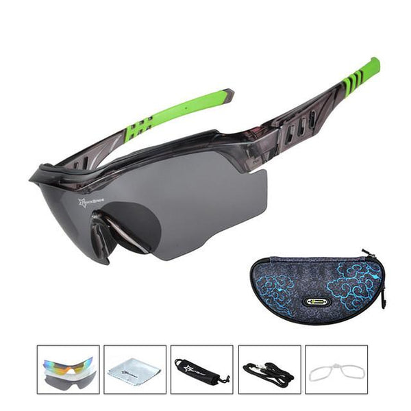 ROCKBROS Tiger Shark Polarized Riding Glasses Cycling Bike Frame 3 Myopia Lenses Bike Eyewear GS0008