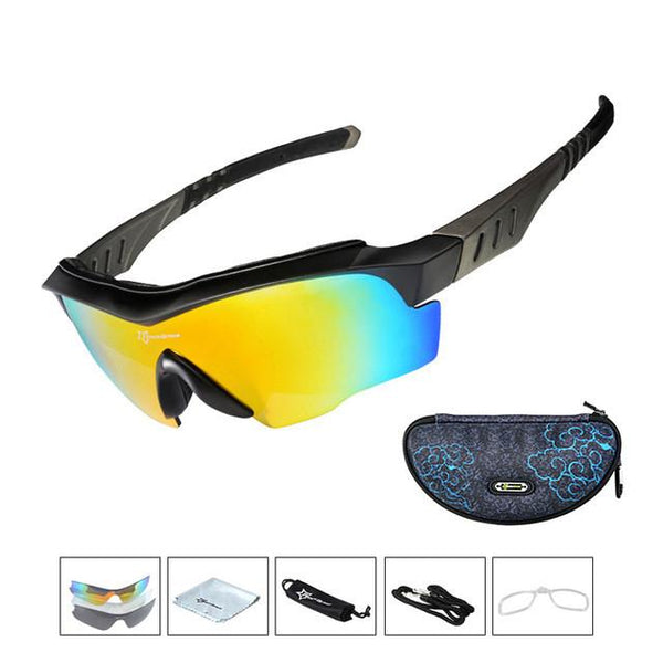 ROCKBROS Tiger Shark Polarized Riding Glasses Cycling Bike Frame 3 Myopia Lenses Bike Eyewear GS0008