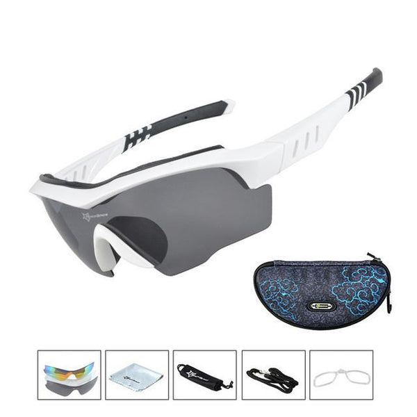 ROCKBROS Tiger Shark Polarized Riding Glasses Cycling Bike Frame 3 Myopia Lenses Bike Eyewear GS0008