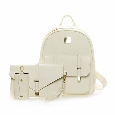 Fashion Composite Bag Pu Leather Backpack Women Cute 3 Sets Bag School Backpacks For Teenage Girls Black Bags Letter Sac A Dos