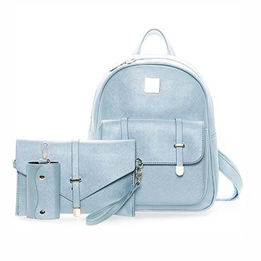 Fashion Composite Bag Pu Leather Backpack Women Cute 3 Sets Bag School Backpacks For Teenage Girls Black Bags Letter Sac A Dos