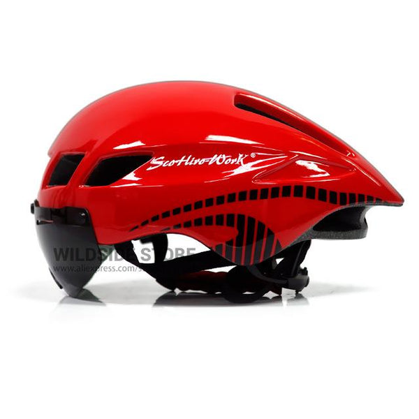 New Bicycle Helmet With Glasses 4 Colors Ultralight MTB Road Bike Helmet 57-61cm Adults Goggleses Casco Ciclismo Black Blue