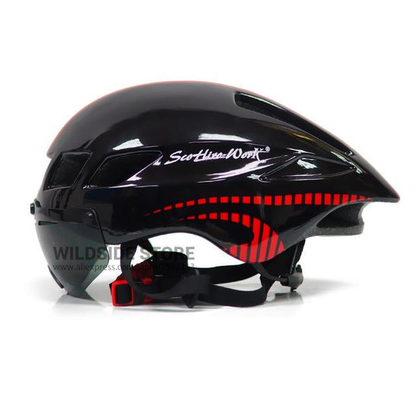 New Bicycle Helmet With Glasses 4 Colors Ultralight MTB Road Bike Helmet 57-61cm Adults Goggleses Casco Ciclismo Black Blue