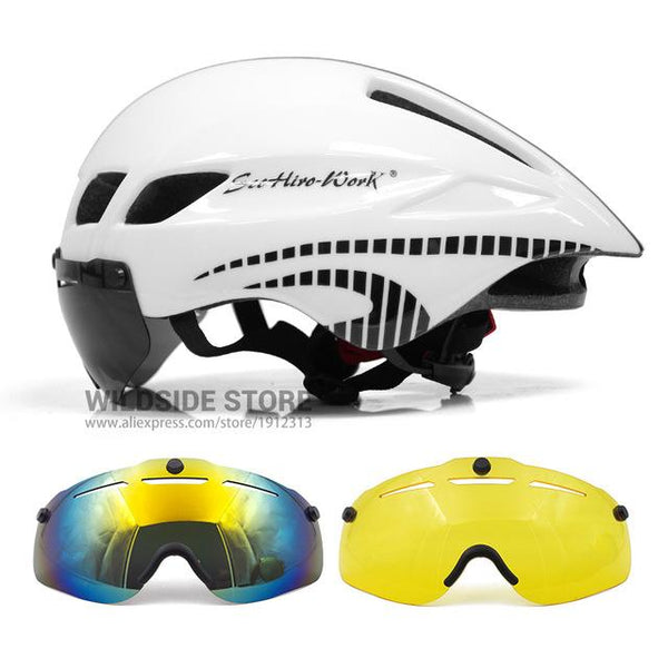 New Bicycle Helmet With Glasses 4 Colors Ultralight MTB Road Bike Helmet 57-61cm Adults Goggleses Casco Ciclismo Black Blue