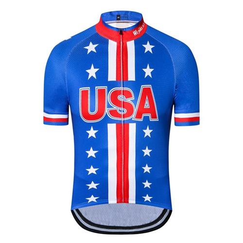 WEIMOSTAR Team Ropa Ciclismo 2018 Men's Short Sleeve USA Cycling Jersey MTB Breathable Riding Bike Clothing Full Zipper Tops