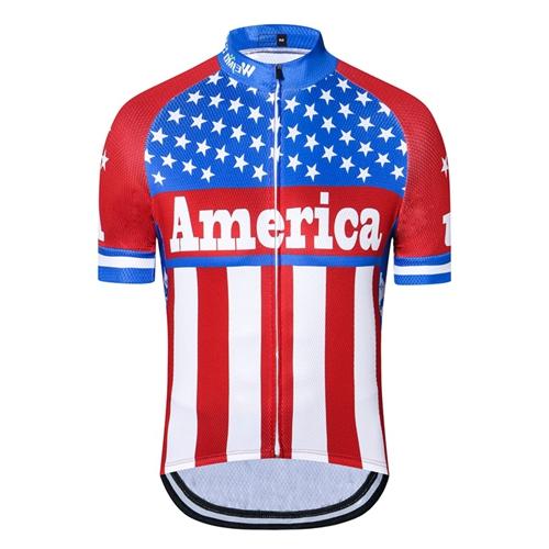 WEIMOSTAR Team Ropa Ciclismo 2018 Men's Short Sleeve USA Cycling Jersey MTB Breathable Riding Bike Clothing Full Zipper Tops